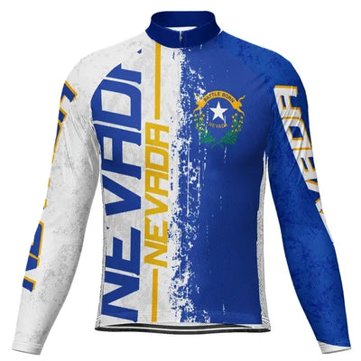 Customized Nevada Men's Winter Thermal Fleece Cycling Jersey Long Sleeve