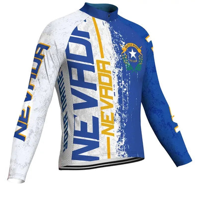 Customized Nevada Men's Winter Thermal Fleece Cycling Jersey Long Sleeve