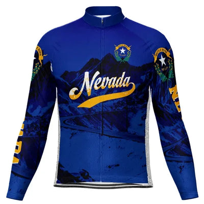 Customized Nevada Men's Winter Thermal Fleece Cycling Jersey Long Sleeve
