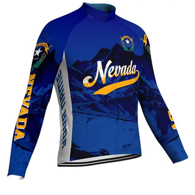 Customized Nevada Men's Winter Thermal Fleece Cycling Jersey Long Sleeve