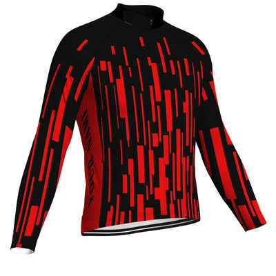 Customized Red Men's Winter Thermal Fleece Cycling Jersey Long Sleeve