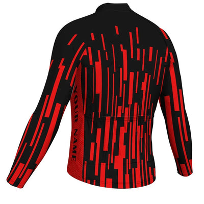Customized Red Men's Winter Thermal Fleece Cycling Jersey Long Sleeve