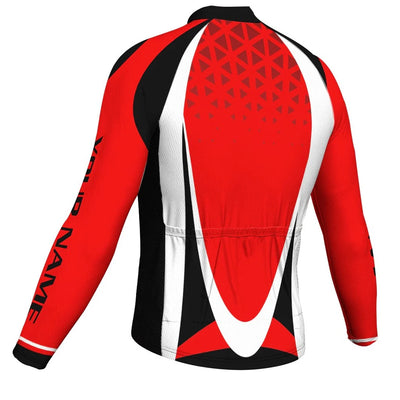Customized Red Men's Winter Thermal Fleece Cycling Jersey Long Sleeve