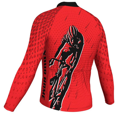 Customized Red Men's Cycling Jersey Long Sleeve