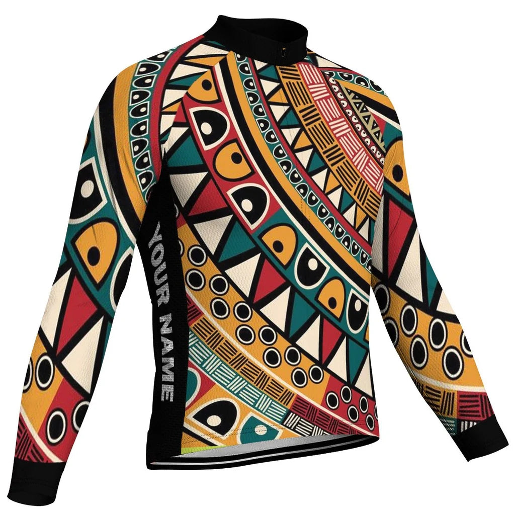 Customized Colorful Men's Winter Thermal Fleece Cycling Jersey Long Sleeve
