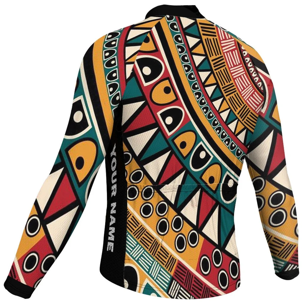 Customized Colorful Men's Winter Thermal Fleece Cycling Jersey Long Sleeve