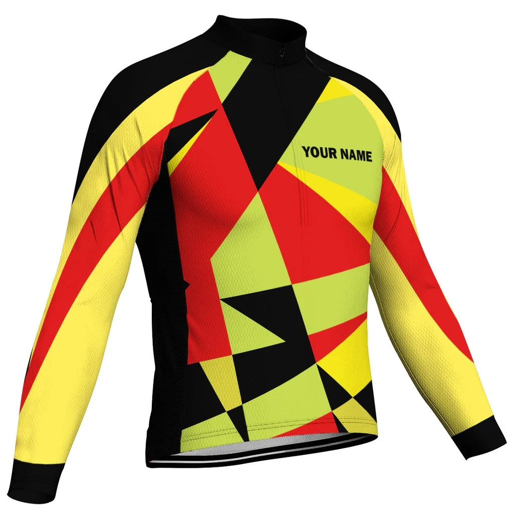 Customized Colorful Men's Winter Thermal Fleece Cycling Jersey Long Sleeve