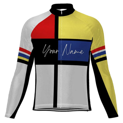 Customized Colorful Men's Winter Thermal Fleece Cycling Jersey Long Sleeve