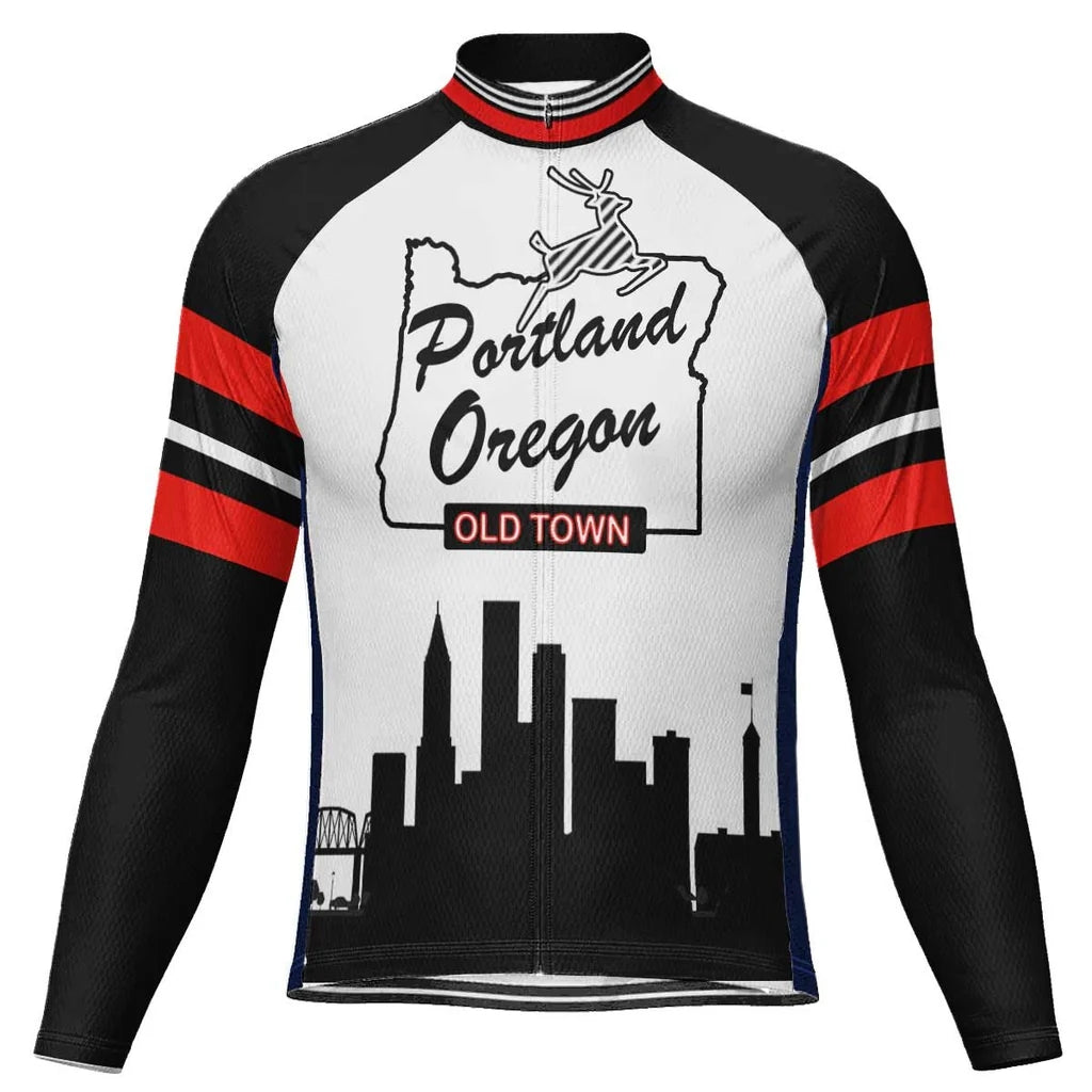 Customized Oregon Men's Winter Thermal Fleece Cycling Jersey Long Sleeve