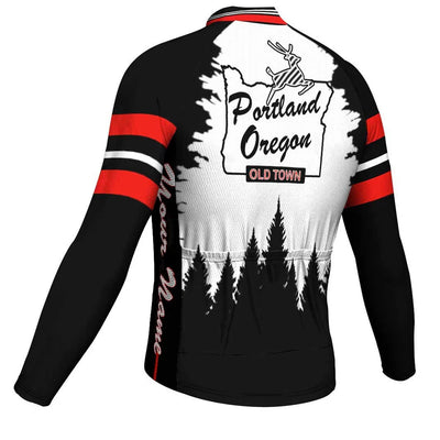 Customized Oregon Men's Winter Thermal Fleece Cycling Jersey Long Sleeve