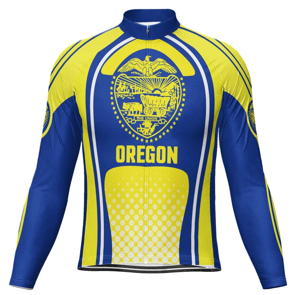 Customized Oregon Men's Winter Thermal Fleece Cycling Jersey Long Sleeve