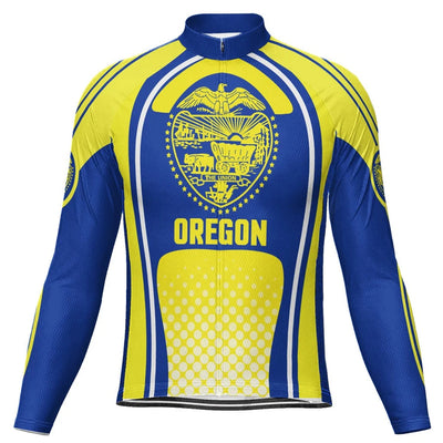 Customized Oregon Men's Winter Thermal Fleece Cycling Jersey Long Sleeve