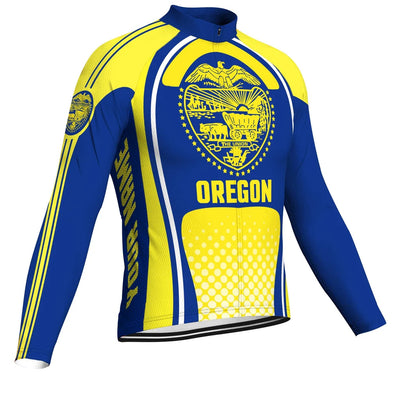 Customized Oregon Men's Winter Thermal Fleece Cycling Jersey Long Sleeve