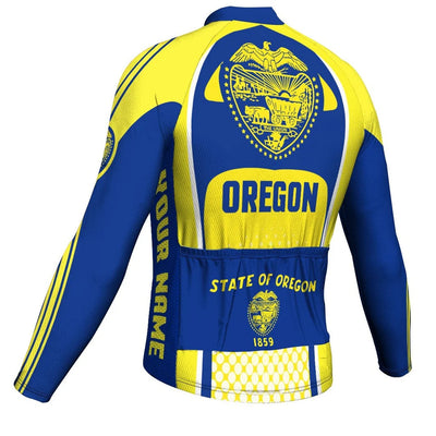 Customized Oregon Men's Winter Thermal Fleece Cycling Jersey Long Sleeve