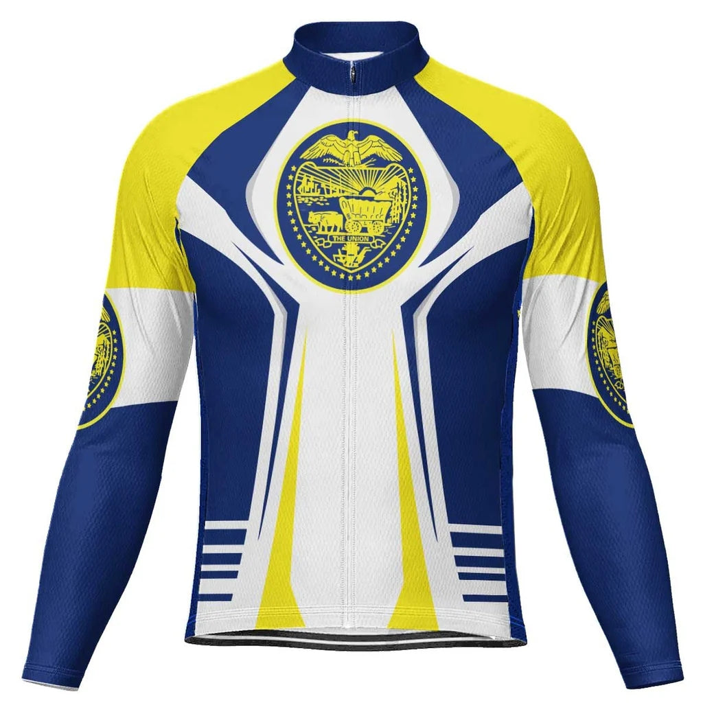 Customized Oregon Men's Winter Thermal Fleece Cycling Jersey Long Sleeve