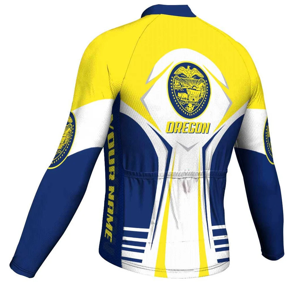 Customized Oregon Men's Winter Thermal Fleece Cycling Jersey Long Sleeve