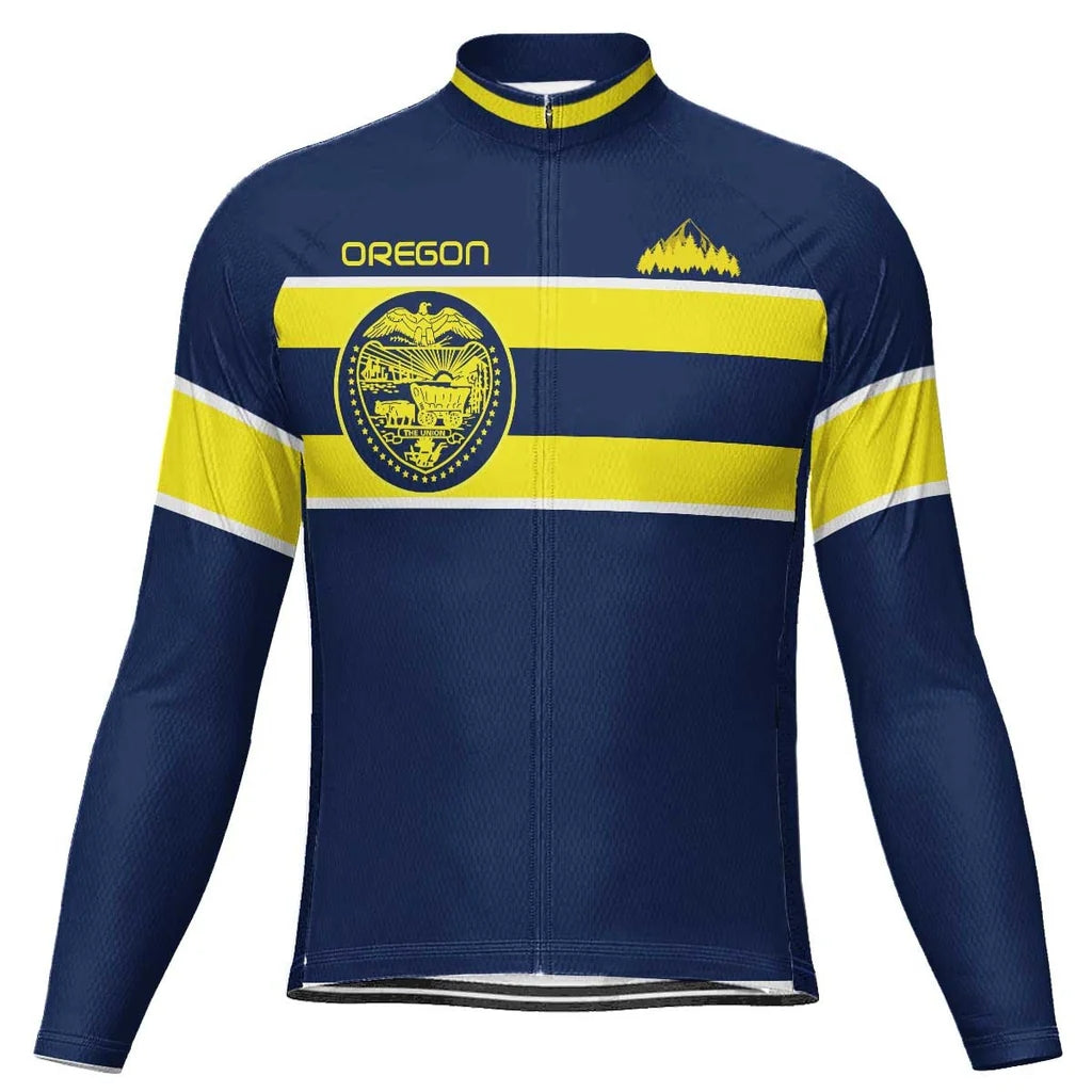 Customized Oregon Men's Winter Thermal Fleece Cycling Jersey Long Sleeve
