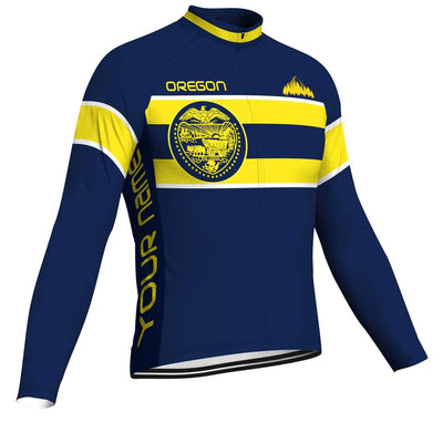 Customized Oregon Men's Winter Thermal Fleece Cycling Jersey Long Sleeve