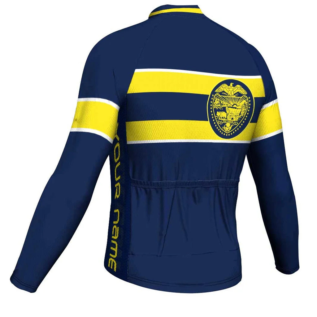 Customized Oregon Men's Winter Thermal Fleece Cycling Jersey Long Sleeve