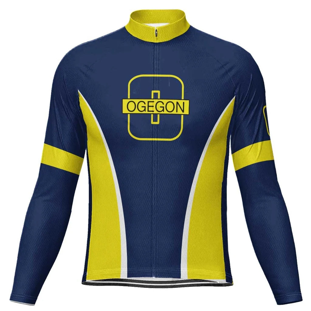 Customized Oregon Men's Winter Thermal Fleece Cycling Jersey Long Sleeve