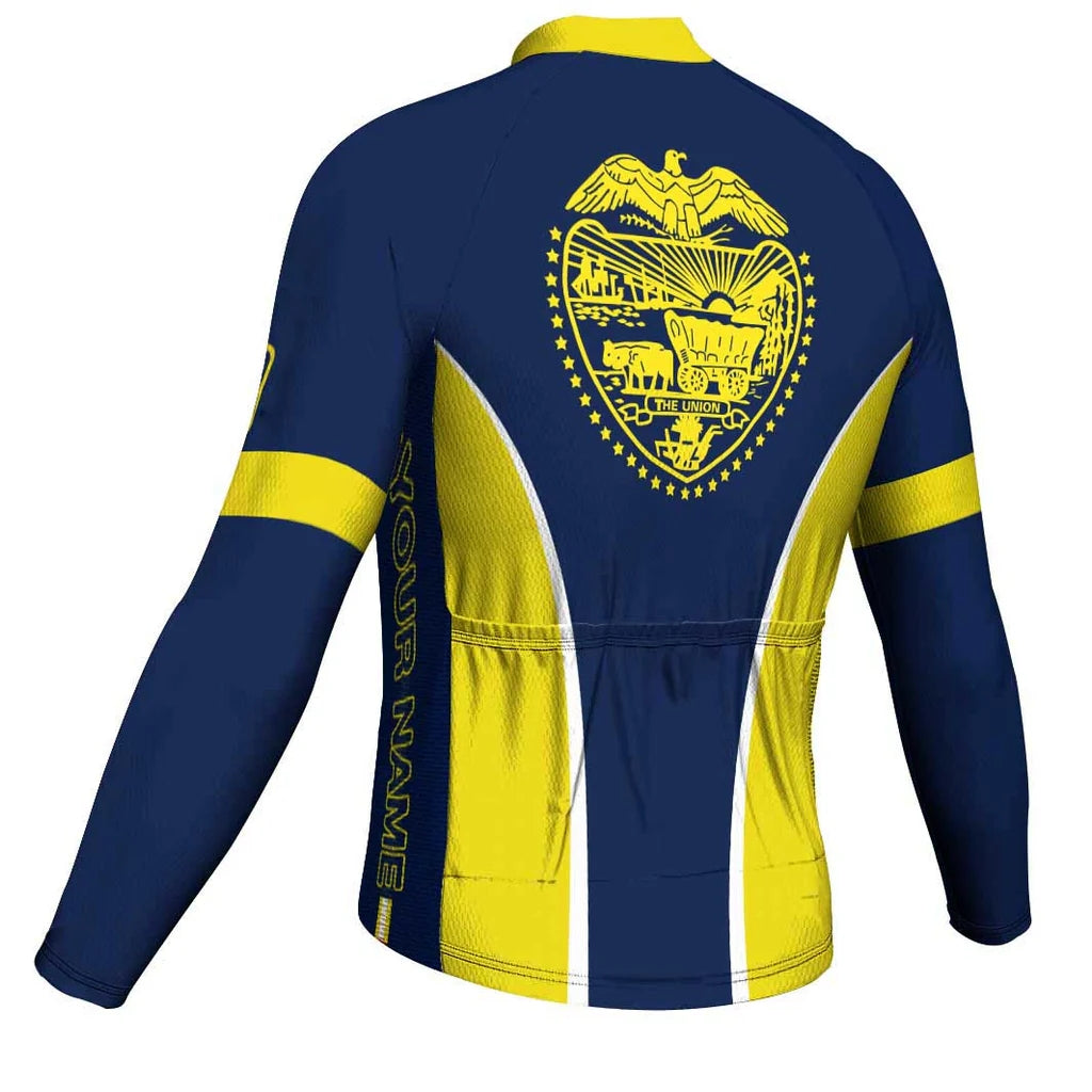 Customized Oregon Men's Winter Thermal Fleece Cycling Jersey Long Sleeve
