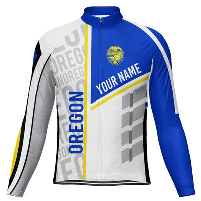 Customized Oregon Men's Winter Thermal Fleece Cycling Jersey Long Sleeve