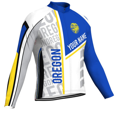 Customized Oregon Men's Winter Thermal Fleece Cycling Jersey Long Sleeve