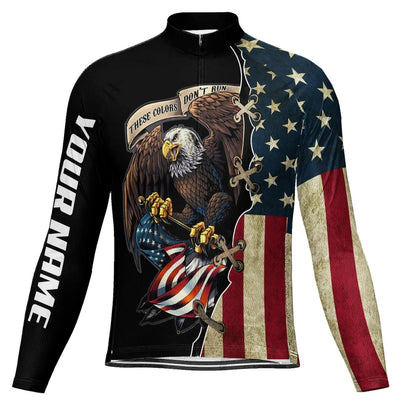 Customized Usa Men's Winter Thermal Fleece Cycling Jersey Long Sleeve