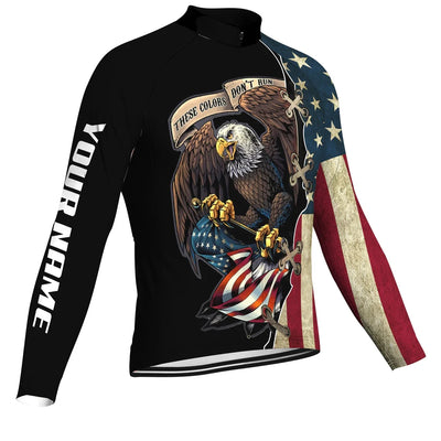 Customized Usa Men's Winter Thermal Fleece Cycling Jersey Long Sleeve