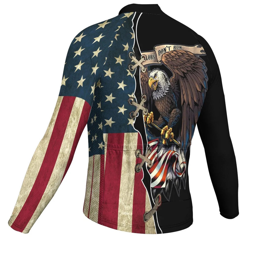 Customized USA America Men's Cycling Jersey Long Sleeve