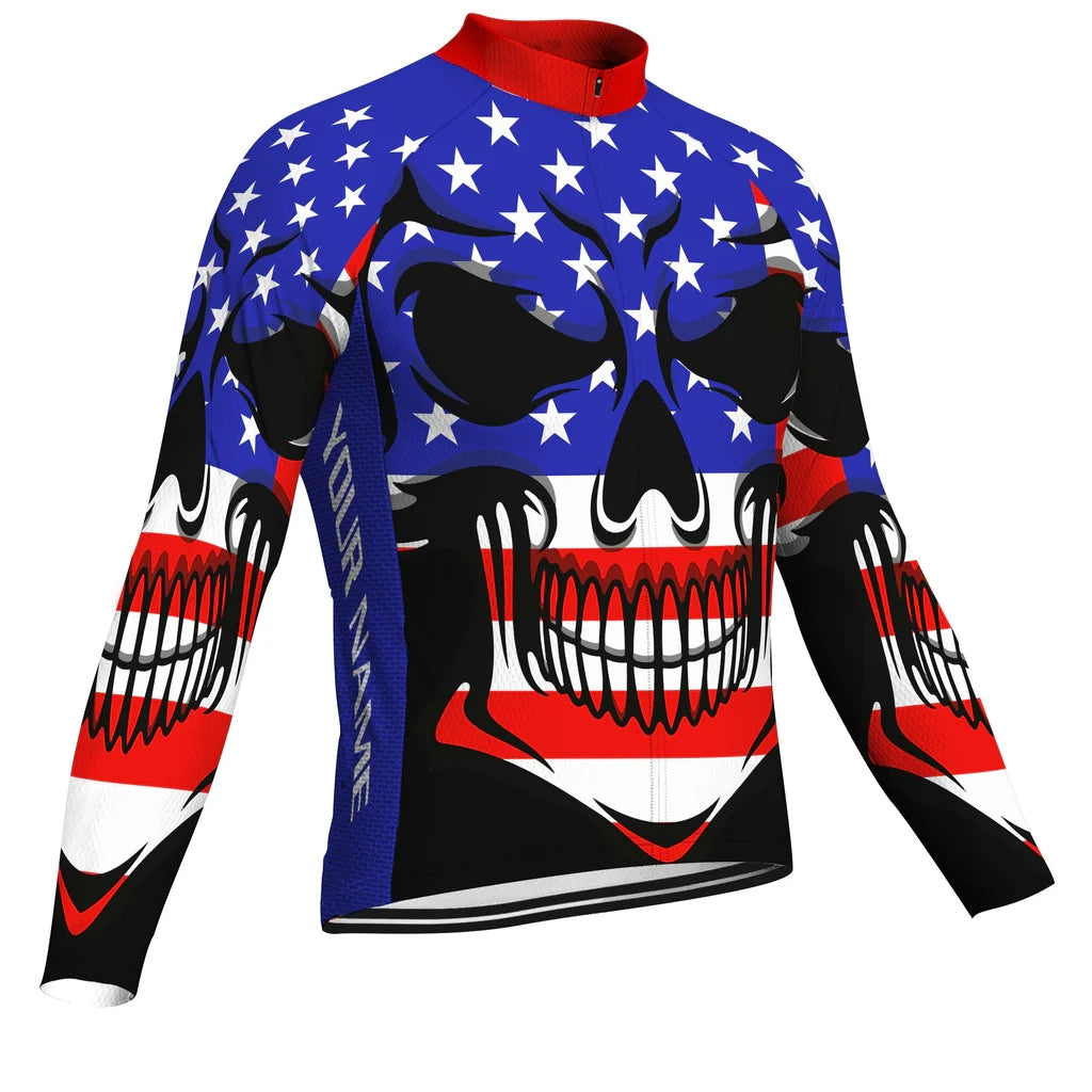 Customized Usa Men's Winter Thermal Fleece Cycling Jersey Long Sleeve