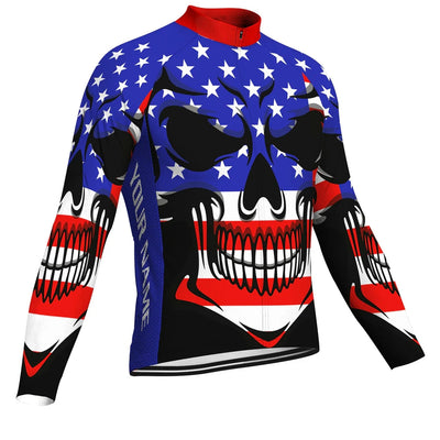 Customized Usa Men's Winter Thermal Fleece Cycling Jersey Long Sleeve