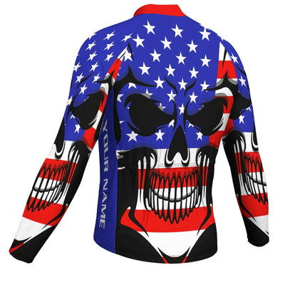 Customized Usa Men's Winter Thermal Fleece Cycling Jersey Long Sleeve
