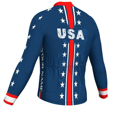 Customized Usa Men's Winter Thermal Fleece Cycling Jersey Long Sleeve