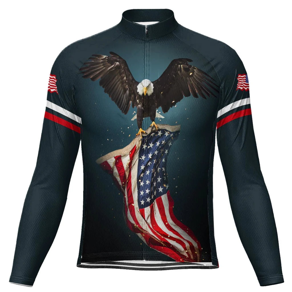 Customized Usa Men's Winter Thermal Fleece Cycling Jersey Long Sleeve
