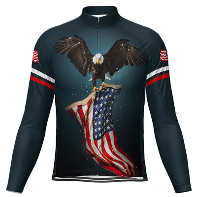 Customized Usa Men's Winter Thermal Fleece Cycling Jersey Long Sleeve