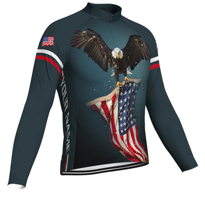 Customized Usa Men's Winter Thermal Fleece Cycling Jersey Long Sleeve