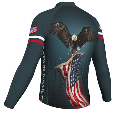 Customized Usa Men's Winter Thermal Fleece Cycling Jersey Long Sleeve