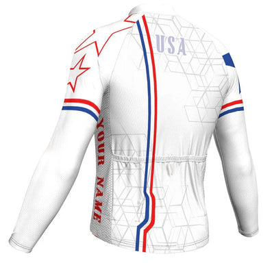 Customized Usa Men's Winter Thermal Fleece Cycling Jersey Long Sleeve