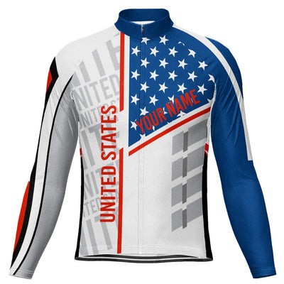 Customized Usa Men's Winter Thermal Fleece Cycling Jersey Long Sleeve