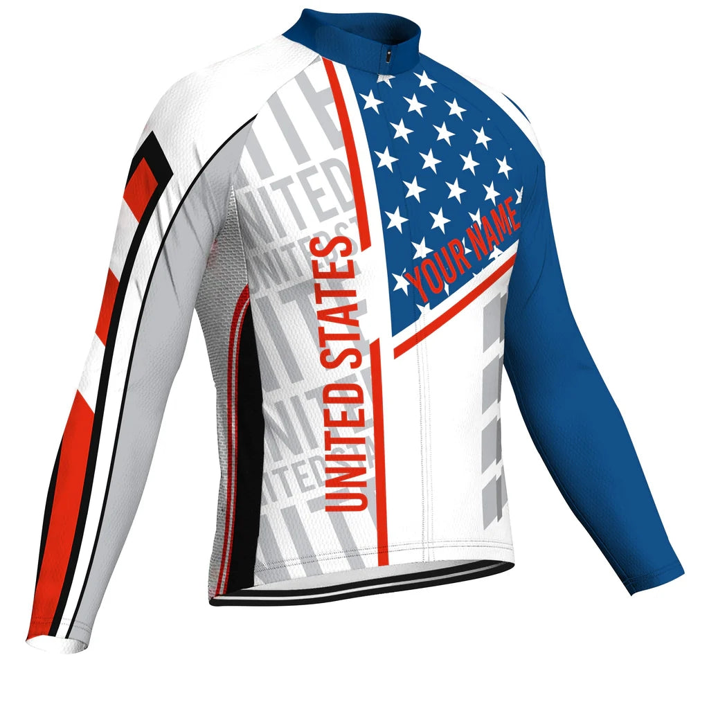 Customized USA America Men's Cycling Jersey Long Sleeve