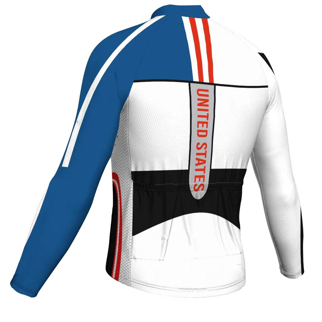 Customized Usa Men's Winter Thermal Fleece Cycling Jersey Long Sleeve