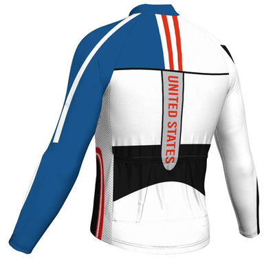 Customized Usa Men's Winter Thermal Fleece Cycling Jersey Long Sleeve