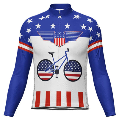 Customized Usa Men's Winter Thermal Fleece Cycling Jersey Long Sleeve