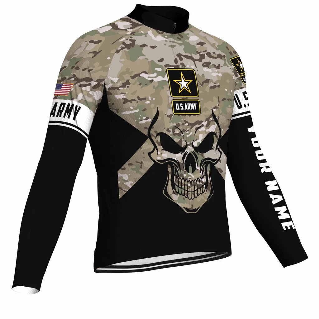 Customized Veteran Men's Winter Thermal Fleece Cycling Jersey Long Sleeve