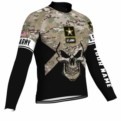 Customized Veteran Men's Winter Thermal Fleece Cycling Jersey Long Sleeve