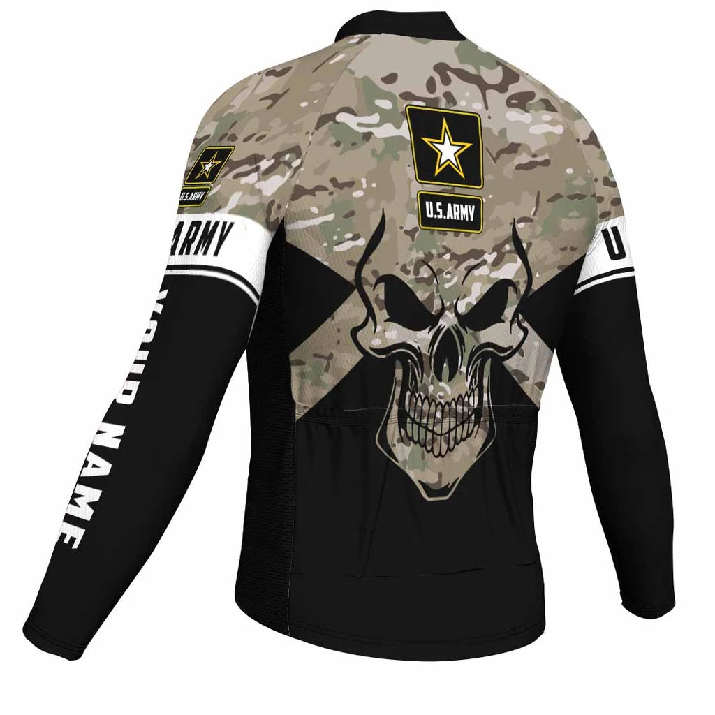 Customized Veteran Men's Winter Thermal Fleece Cycling Jersey Long Sleeve