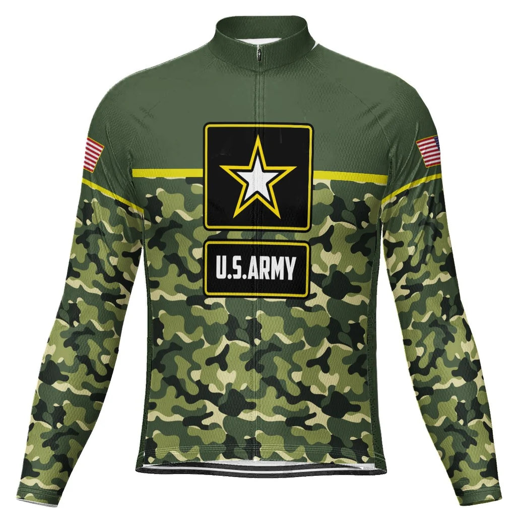 Customized Veteran Men's Winter Thermal Fleece Cycling Jersey Long Sleeve