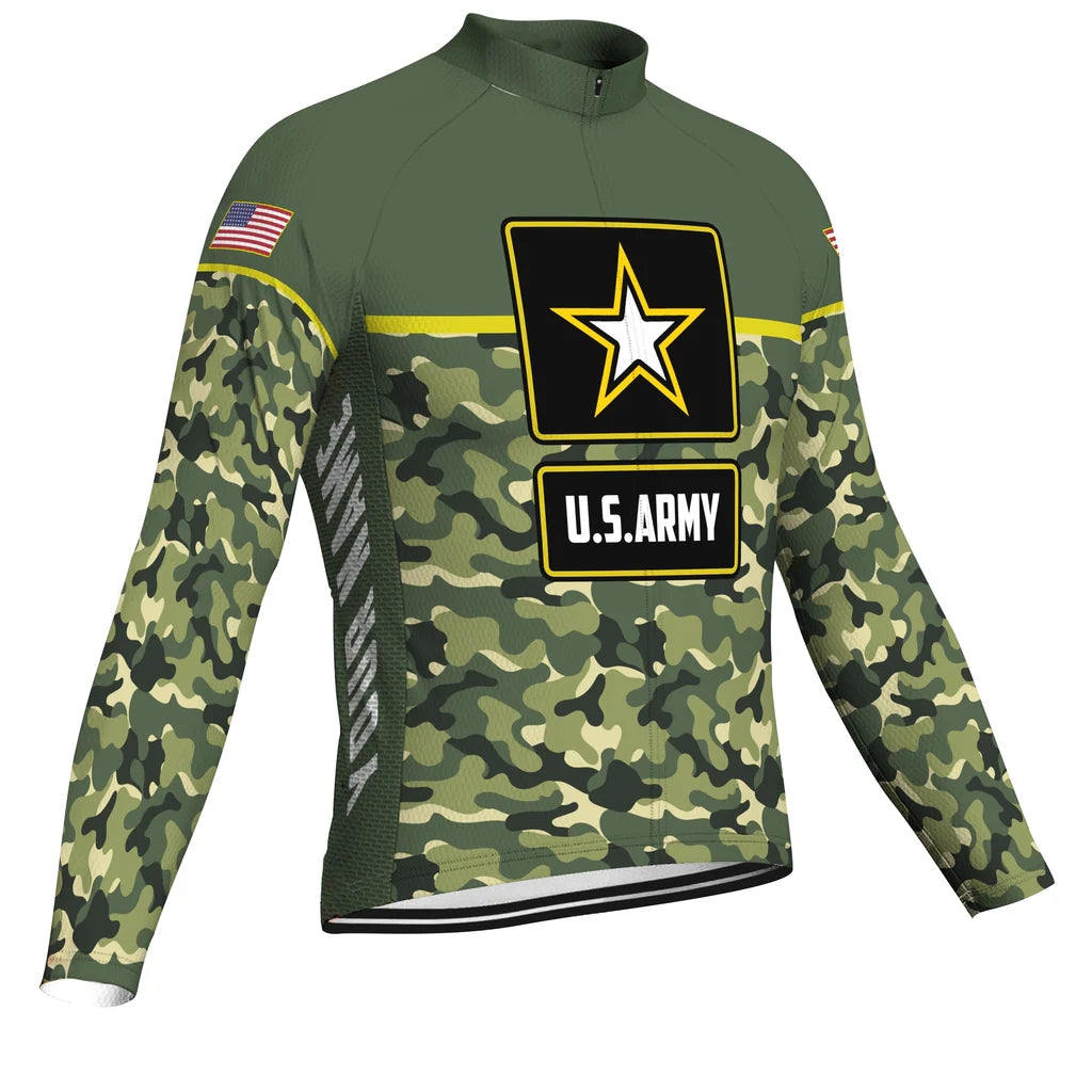 Customized Veteran Men's Winter Thermal Fleece Cycling Jersey Long Sleeve