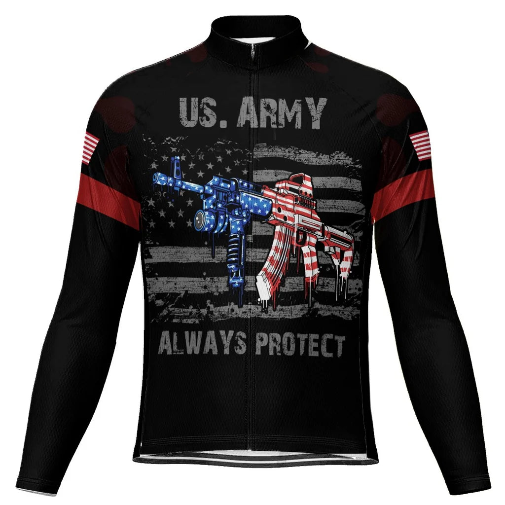 Customized Veteran Men's Winter Thermal Fleece Cycling Jersey Long Sleeve